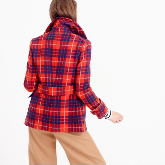 J. Crew Hamilton Plaid Peacoat Size 6 - Picture 2 of 15